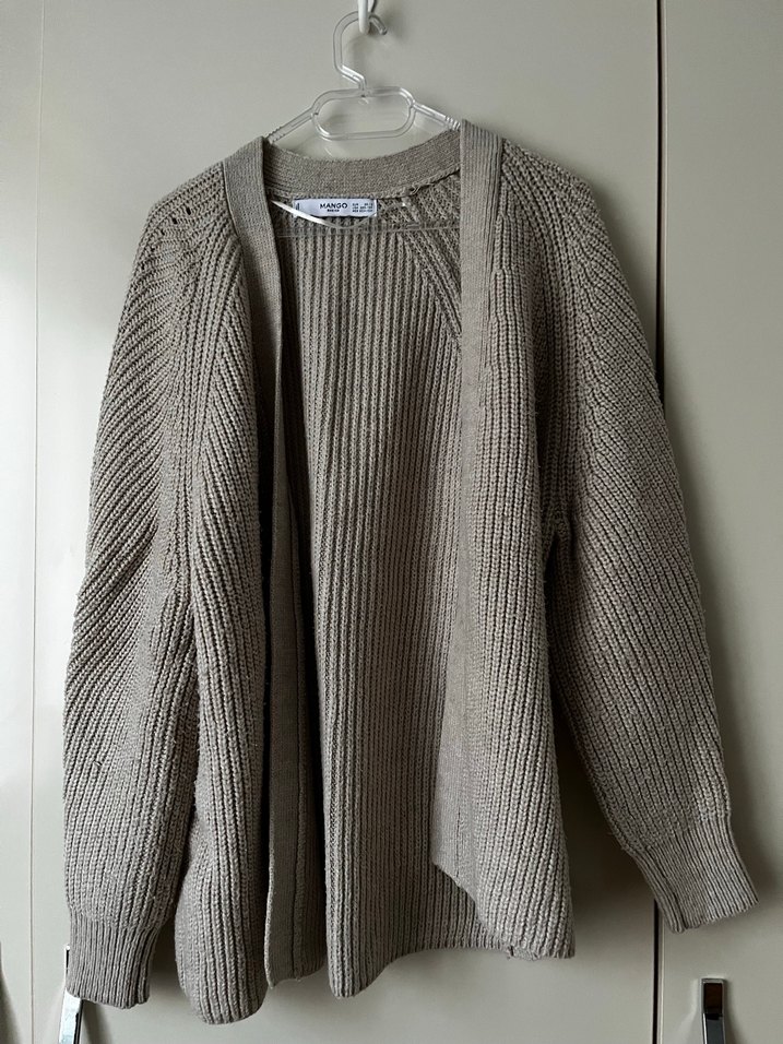 Bej Kadın Triko Bisiklet Yaka Hırka - Görsel 2