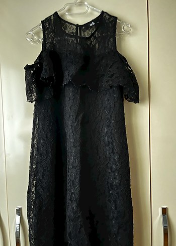 Dantel Detaylı Siyah Mini Gotik Elbise - Görsel 3