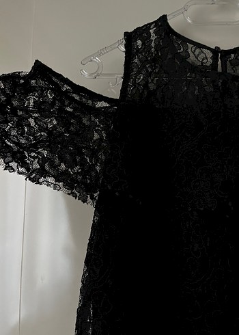 Dantel Detaylı Siyah Mini Gotik Elbise - Görsel 2