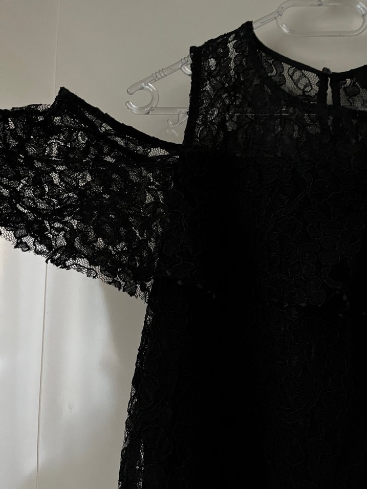 Dantel Detaylı Siyah Mini Gotik Elbise - Görsel 2