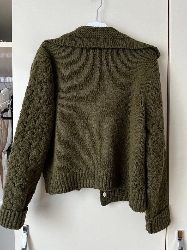 Haki Örgü Kadın Hırka - Görsel 3