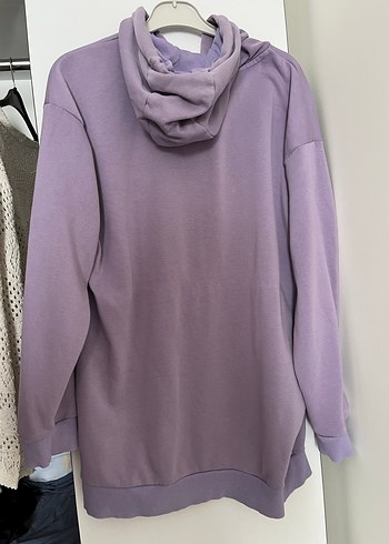 Mor Kapüşonlu Kadın Sweatshirt - Görsel 2