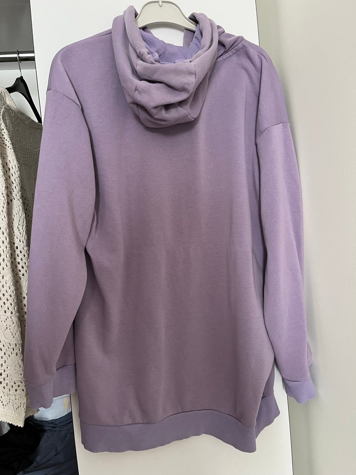 Mor Kapüşonlu Kadın Sweatshirt - Görsel 2