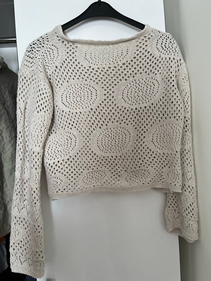 Bej Bohem Örgü Kadın Kazak - Görsel 2