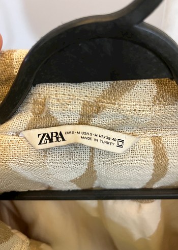 Düğmeli Bej Desenli Ceket - Görsel 5