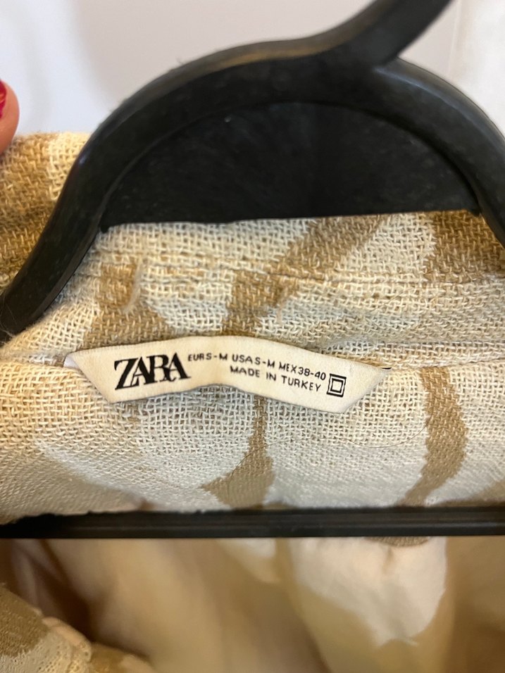 Düğmeli Bej Desenli Ceket - Görsel 5