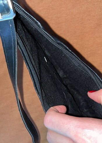 Fermuarlı Siyah Deri Kadın Çanta - Görsel 3