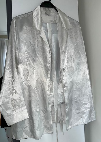 Uzun Beyaz Nakışlı Bohem Kadın Sabahlık ve gecelık takımı - Görsel 2