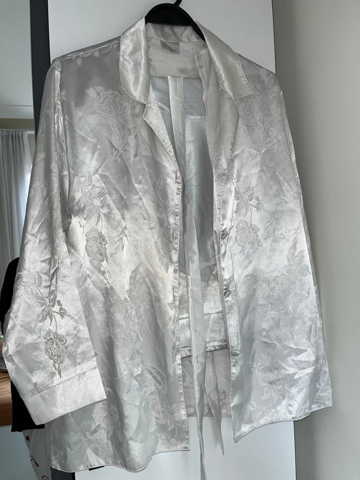 Uzun Beyaz Nakışlı Bohem Kadın Sabahlık ve gecelık takımı - Görsel 2