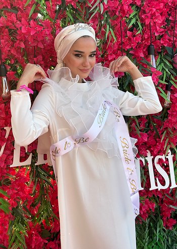 Uzun Kollu Beyaz Bohem Kadın Henna Elbisesi - Görsel 3