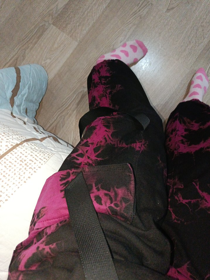 Kemerli Pembe Siyah Bağlama Desenli Bol Pantolon - Görsel 2