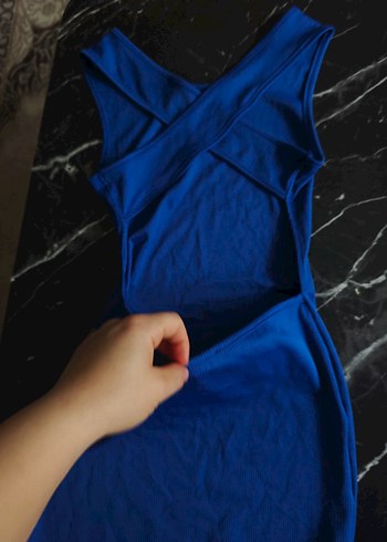 V Yaka LacivertElbisesi - Görsel 2