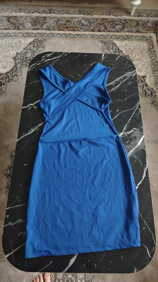 V Yaka LacivertElbisesi - Görsel 4