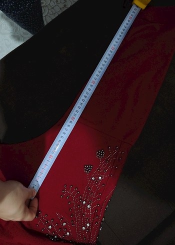 Bordo Midi Kadın Elbise, Kemerli, Uzun Kollu - Görsel 6