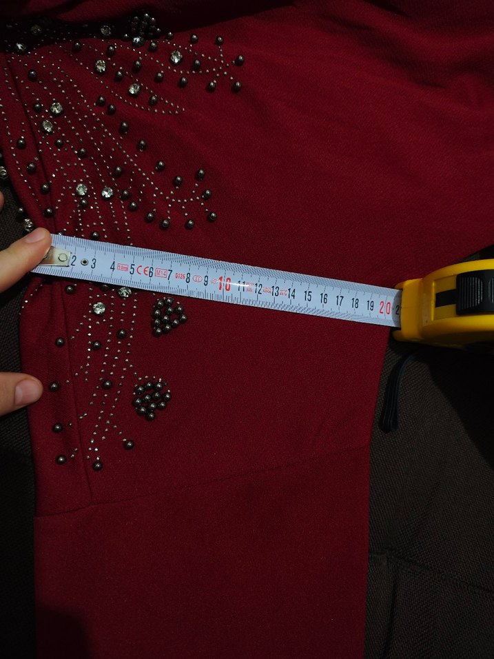 Bordo Midi Kadın Elbise, Kemerli, Uzun Kollu - Görsel 4