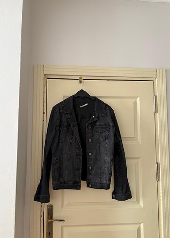 Düğmeli Siyah Kadın Denim Ceket