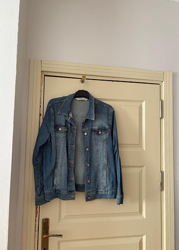 Düğmeli Mavi Kadın Denim Ceket