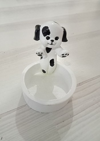 Beyaz Renkli Köpek Figürlü Mumluk - Görsel 5