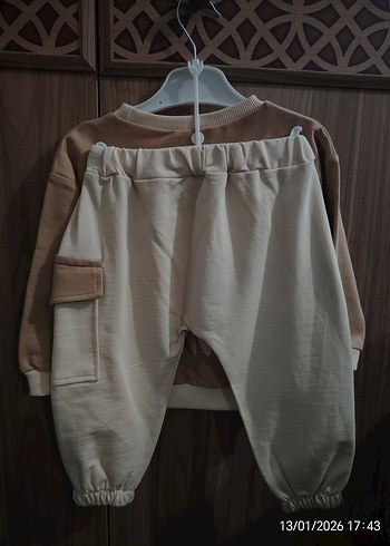 Unisex Çocuk Bej Sweatshirt Uzun Kollu - Görsel 2