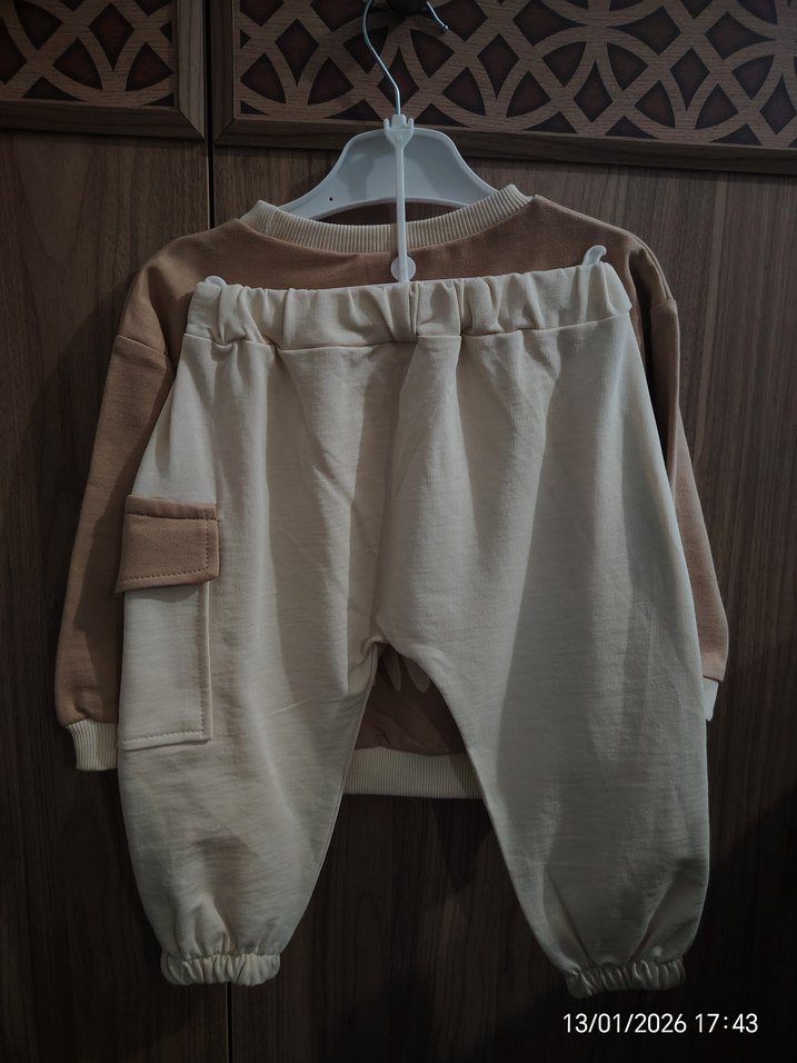 Unisex Çocuk Bej Sweatshirt Uzun Kollu - Görsel 2