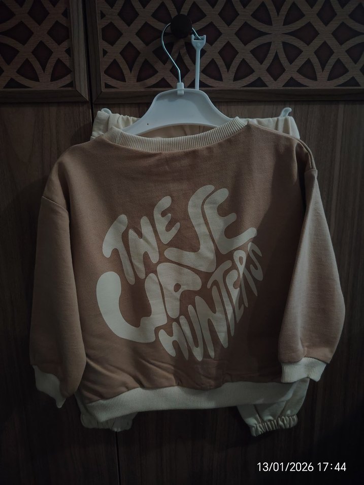 Unisex Çocuk Bej Sweatshirt Uzun Kollu - Görsel 4