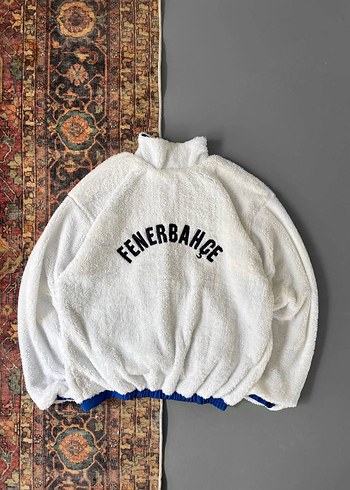 Nakışlı Beyaz Yumuşak Fermuarlı erkek Fenerbahçe Ceket - Görsel 2