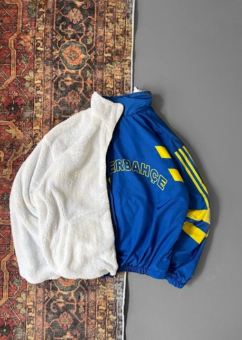 Nakışlı Beyaz Yumuşak Fermuarlı erkek Fenerbahçe Ceket - Görsel 3