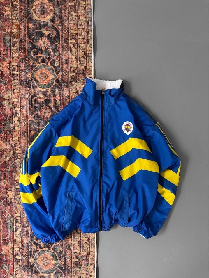 Nakışlı Beyaz Yumuşak Fermuarlı erkek Fenerbahçe Ceket - Görsel 4