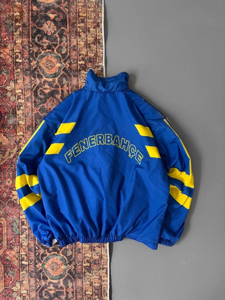 Nakışlı Beyaz Yumuşak Fermuarlı erkek Fenerbahçe Ceket - Görsel 5