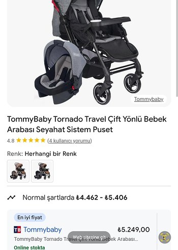 tommybaby traverten cift yönlü bebek arabasi ve puset - Görsel 7