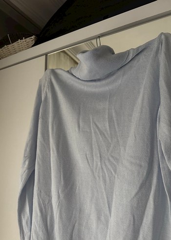 Buz mavisi Uzun Kollu Boğazlı Kadın Kazak - Görsel 3