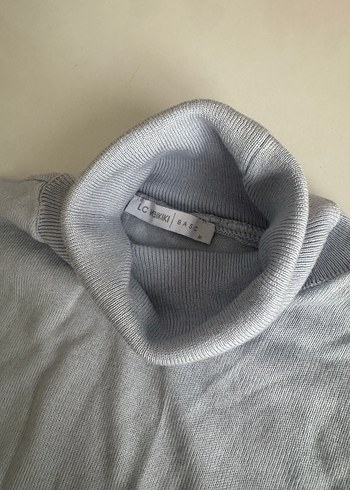 Buz mavisi Uzun Kollu Boğazlı Kadın Kazak - Görsel 4