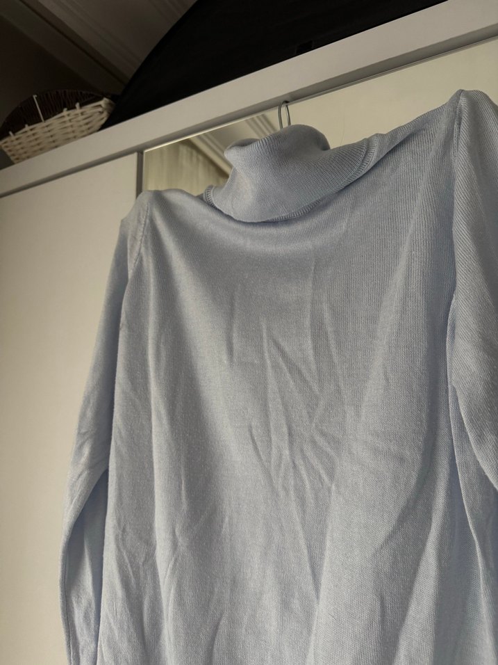 Buz mavisi Uzun Kollu Boğazlı Kadın Kazak - Görsel 3