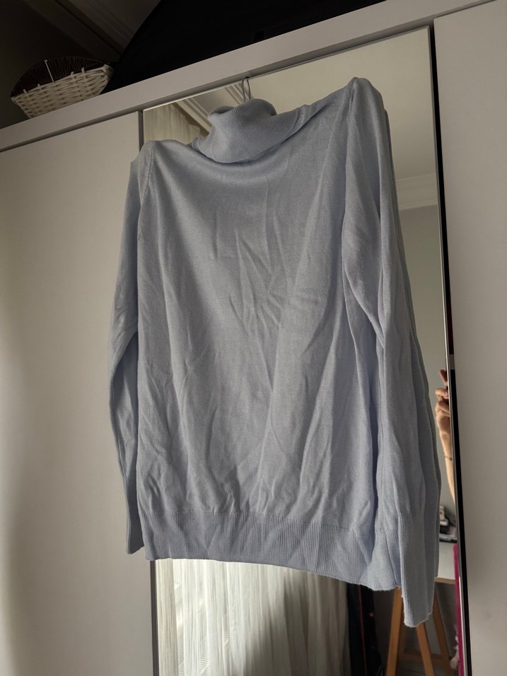 Buz mavisi Uzun Kollu Boğazlı Kadın Kazak - Görsel 2