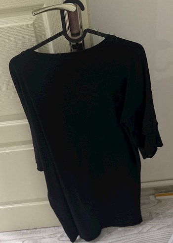 Siyah Midi Hamile Tunik, yarım Kollu, Salaş - Görsel 2