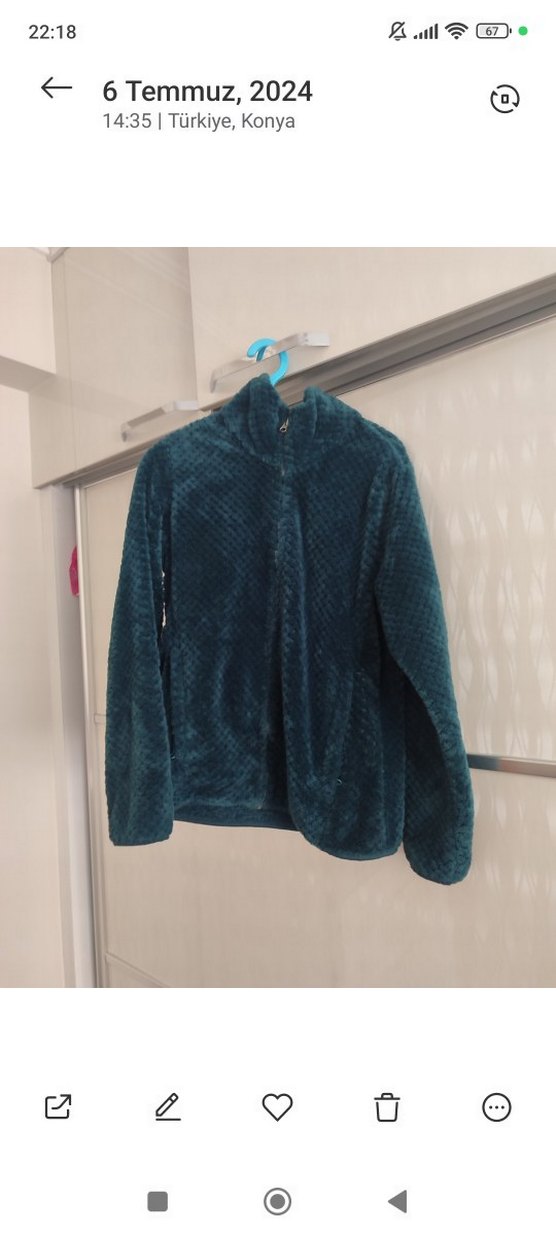 Kadın Lacivert Fermuarlı Polar Ceket - Görsel 2