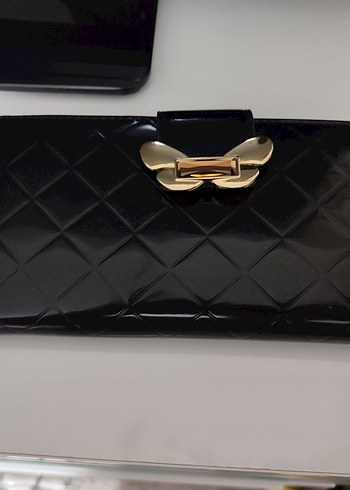 Parlak Siyah Deri Tokalı Kadın Portföyü cuzdan - Görsel 2