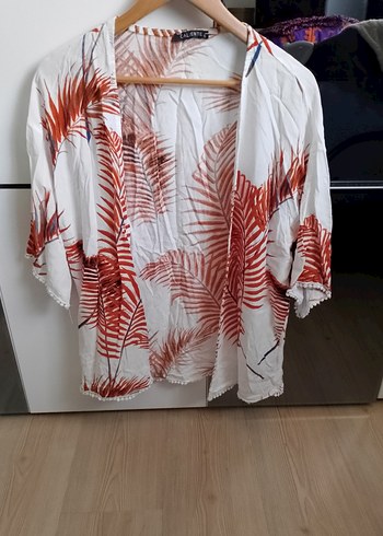 Trendyol & Milla Beyaz Yaprak Desenli Bohem Kadın Kimono