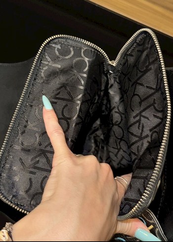 Beden siyah Renk Calvin Klein Siyah Baskılı Deri Sırt Çantası