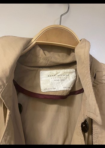 Zara Bej Midi Kadın Trençkot Kemerli