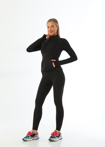 Siyah Elastik Spor Kadın Tayt - Görsel 3