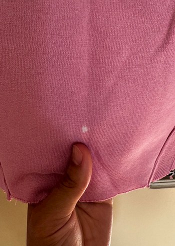 s Beden pembe Renk Fermuarlı Yarım Boy Pembe Kadın Sweatshirt