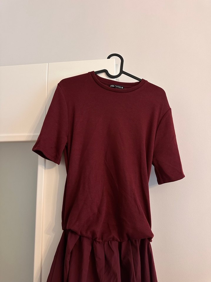 Bordo Midi Zara Elbise - Görsel 3