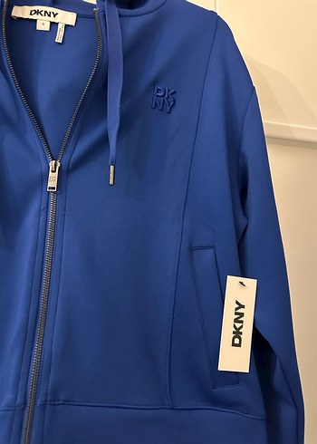 DKNY saks Mavi Fermuarlı Kadın Hırka - Görsel 3