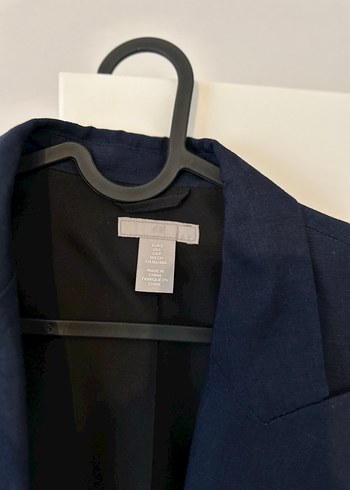 H&M Lacivert H&M Kadın Keten Blazer Ceket