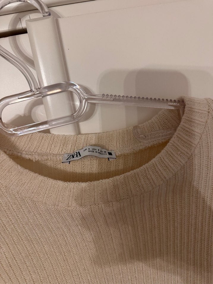 Kadın Beyaz Örgü Triko Uzun Kollu Kazak Zara - Görsel 2