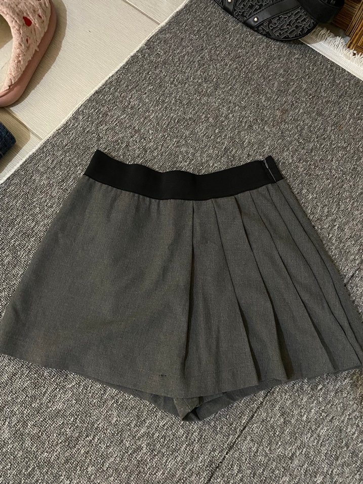 Gri Pilili Mini Etek - Görsel 2