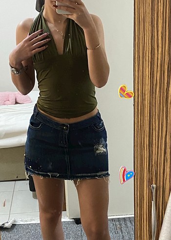 vintage işlemeli mini etek - Görsel 4