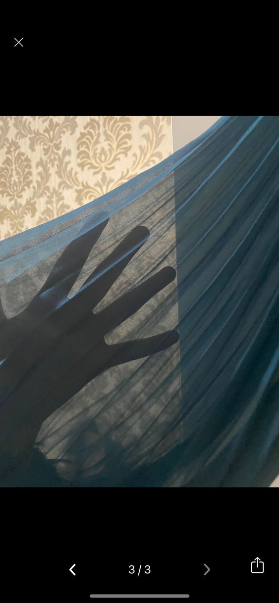 Uzun Kollu Lacivert Pilili Abiye Elbise - Görsel 3