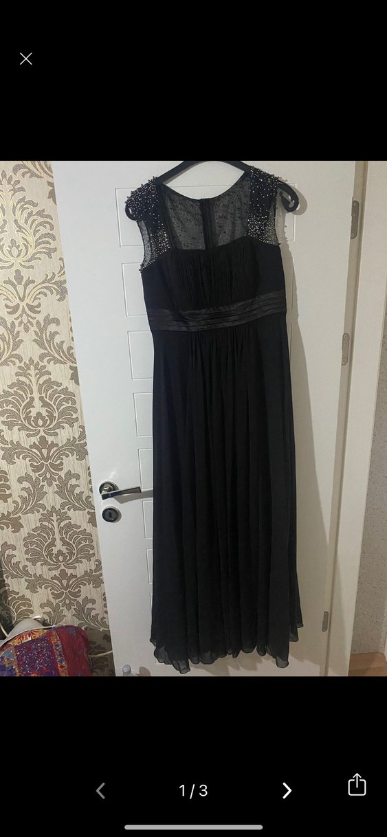 Siyah Drapeli Uzun Abiye Elbise - Görsel 2